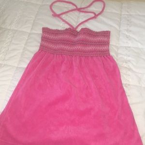 Hot Pink Terry Cloth Beach Dress